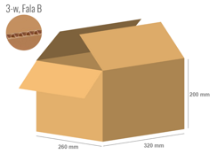 Karton 320x260x200 - mit Klappen (FEFCO 201) - 1-wellig (3-Schicht)