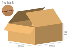 Karton 330x320x150 - mit Klappen (FEFCO 201) - 1-wellig (3-Schicht)