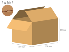 Karton 350x270x220 - mit Klappen (FEFCO 201) - 1-wellig (3-Schicht)