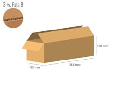 Karton 355x125x100 - mit Klappen (FEFCO 201) - 1-wellig (3-Schicht)