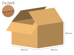 Karton 380x380x240 - mit Klappen (FEFCO 201) - 1-wellig (3-Schicht)