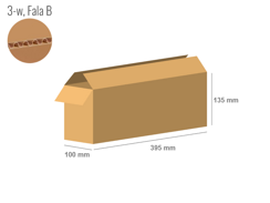 Karton 395x100x135 - mit Klappen (FEFCO 201) - 1-wellig (3-Schicht)