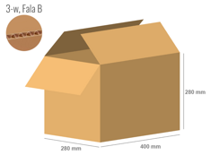 Karton 400x280x280 - mit Klappen (FEFCO 201) - 1-wellig (3-Schicht)