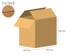 Karton 405x300x380 - mit Klappen (FEFCO 201) - 1-wellig (3-Schicht)