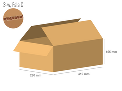 Karton 410x280x155 - mit Klappen (FEFCO 201) - 1-wellig (3-Schicht)