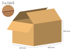 Karton 420x320x240 - mit Klappen (FEFCO 201) - 1-wellig (3-Schicht)