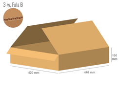 Karton 440x420x100 - mit Klappen (FEFCO 201) - 1-wellig (3-Schicht)