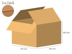 Karton 445x445x290 - mit Klappen (FEFCO 201) - 1-wellig (3-Schicht)