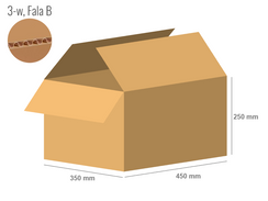 Karton 450x350x250 - mit Klappen (FEFCO 201) - 1-wellig (3-Schicht)