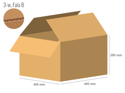 Karton 460x400x280 - mit Klappen (FEFCO 201) - 1-wellig (3-Schicht)