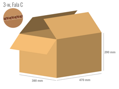 Karton 470x390x290 - mit Klappen (FEFCO 201) - 1-wellig (3-Schicht)