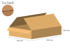 Karton 480x360x100 - mit Klappen (FEFCO 201) - 1-wellig (3-Schicht)