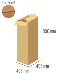 Karton 495x495x890 - mit Klappen (Fefco 201) - 3-Schicht (3w)