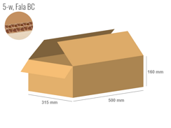 Karton 500x315x160 - mit Klappen (FEFCO 201) - 2-wellig (5-Schicht)