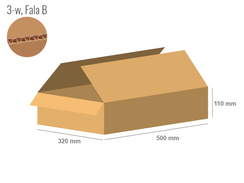 Karton 500x320x110 - mit Klappen (FEFCO 201) - 1-wellig (3-Schicht)