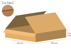 Karton 500x500x100 - mit Klappen (FEFCO 201) - 1-wellig (3-Schicht)