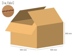 Karton 500x500x300 - mit Klappen (FEFCO 201) - 1-wellig (3-Schicht)