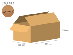 Karton 520x300x210 - mit Klappen (FEFCO 201) - 1-wellig (3-Schicht)