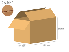 Karton 530x330x330 - mit Klappen (FEFCO 201) - 1-wellig (3-Schicht)