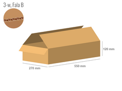 Karton 550x270x120 - mit Klappen (FEFCO 201) - 1-wellig (3-Schicht)