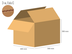 Karton 560x460x380 - mit Klappen (FEFCO 201) - 1-wellig (3-Schicht)