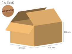 Karton 570x490x300 - mit Klappen (FEFCO 201) - 1-wellig (3-Schicht)