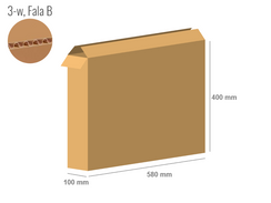 Karton 580x100x400 - mit Klappen (FEFCO 201) - 1-wellig (3-Schicht)