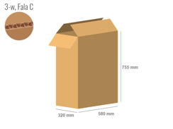 Karton 580x320x755 - mit Klappen (FEFCO 201) - 1-wellig (3-Schicht)