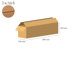 Karton 590x150x150 - mit Klappen (FEFCO 201) - 1-wellig (3-Schicht)