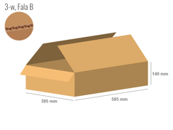 Karton 595x395x140 - mit Klappen (FEFCO 201) - 1-wellig (3-Schicht)