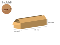 Karton 600x160x100 - mit Klappen (FEFCO 201) - 1-wellig (3-Schicht)