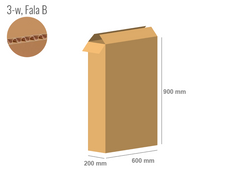 Karton 600x200x900 - mit Klappen (FEFCO 201) - 1-wellig (3-Schicht)