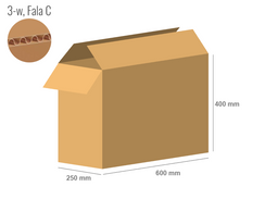 Karton 600x250x400 - mit Klappen (FEFCO 201) - 1-wellig (3-Schicht)