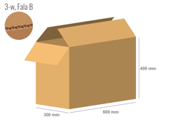 Karton 600x300x400 - mit Klappen (FEFCO 201) - 1-wellig (3-Schicht)