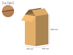 Karton 600x500x1000 - mit Klappen (FEFCO 201) - 1-wellig (3-Schicht)