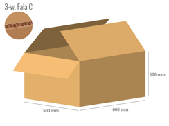 Karton 600x500x300 - mit Klappen (FEFCO 201) - 1-wellig (3-Schicht)