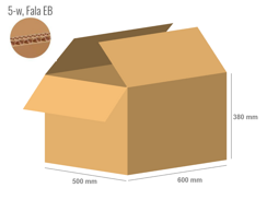 Karton 600x500x380 - mit Klappen (FEFCO 201) - 2-wellig (5-Schicht)