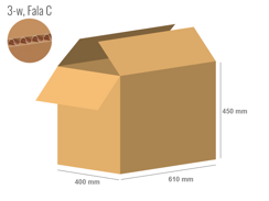 Karton 610x400x450 - mit Klappen (FEFCO 201) - 1-wellig (3-Schicht)