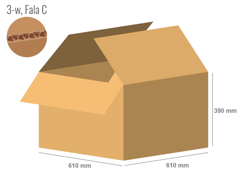 Karton 610x610x390 - mit Klappen (FEFCO 201) - 1-wellig (3-Schicht)