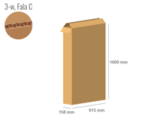 Karton 615x158x1000 - mit Klappen (FEFCO 201) - 1-wellig (3-Schicht)