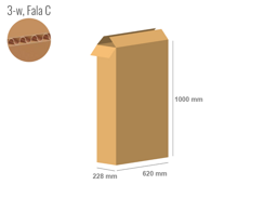 Karton 620x228x1000 - mit Klappen (FEFCO 201) - 1-wellig (3-Schicht)