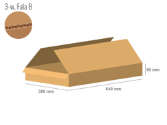 Karton 640x380x80 - mit Klappen (FEFCO 201) - 1-wellig (3-Schicht)