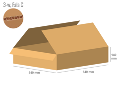 Karton 640x540x140 - mit Klappen (FEFCO 201) - 1-wellig (3-Schicht)