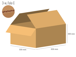 Karton 650x550x300 - mit Klappen (FEFCO 201) - 1-wellig (3-Schicht)