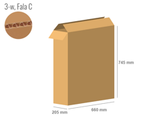 Karton 660x205x745 - mit Klappen (FEFCO 201) - 1-wellig (3-Schicht)