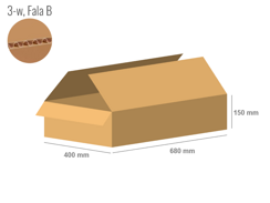 Karton 680x400x150 - mit Klappen (FEFCO 201) - 1-wellig (3-Schicht)