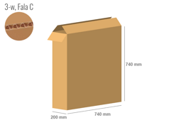 Karton 740x200x740 - mit Klappen (FEFCO 201) - 1-wellig (3-Schicht)