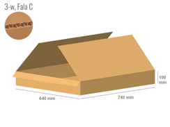 Karton 740x640x100 - mit Klappen (FEFCO 201) - 1-wellig (3-Schicht)