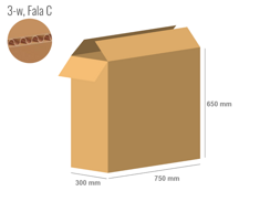 Karton 750x300x650 - mit Klappen (FEFCO 201) - 1-wellig (3-Schicht)