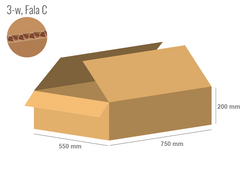 Karton 750x550x200 - mit Klappen (FEFCO 201) - 1-wellig (3-Schicht)